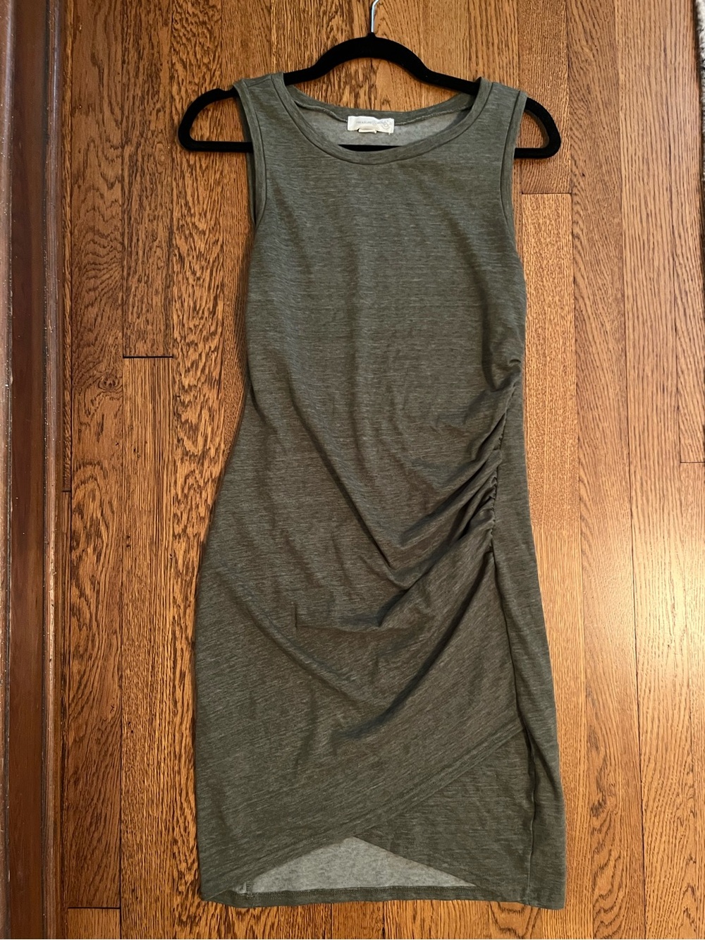 Sleeveless Olive Green Ruched Side Dress